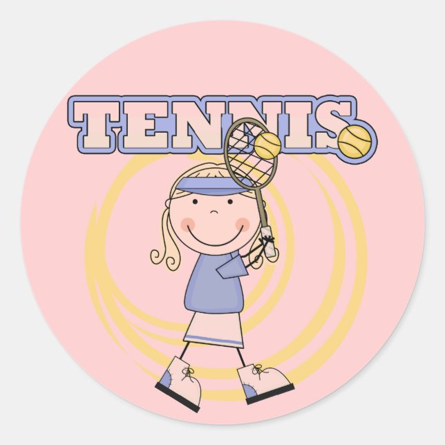TENNIS - Blond Girl Tshirts und Geschenke Runder Aufkleber (Vorderseite)