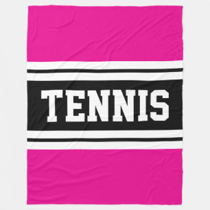 TENNIS Bold Fun Helles Rosa Schwarze Rennstreifen Fleecedecke