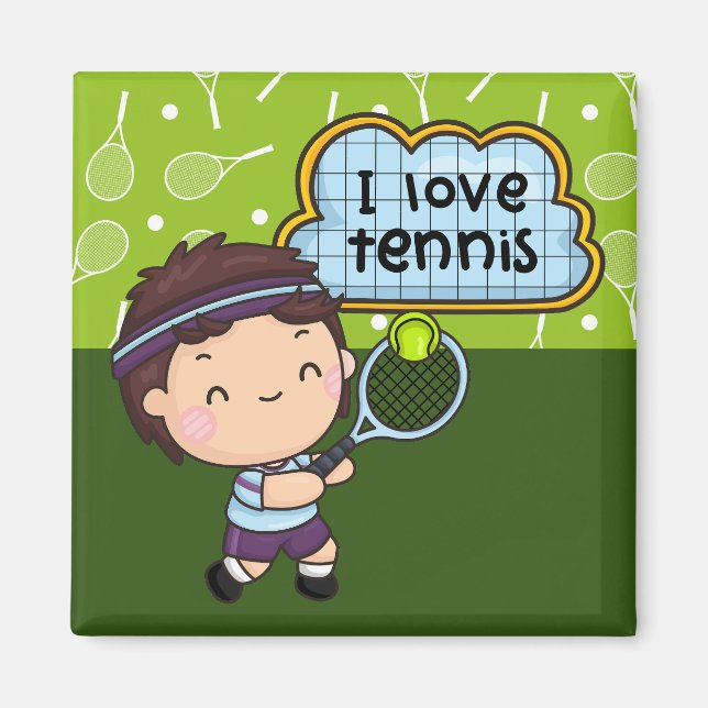 Tennis Boy spielt Tennis Magnet (Vorne)
