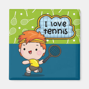 Tennis Boy spielt Tennis Magnet