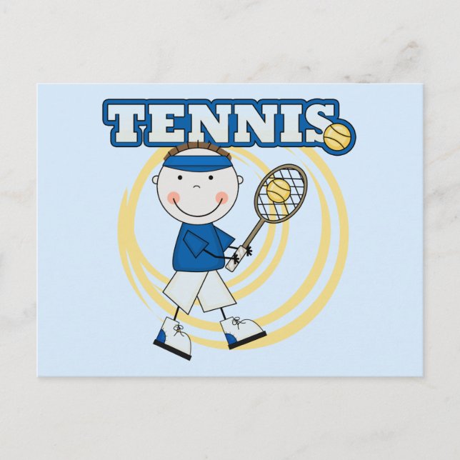 TENNIS - Brünette Junge Hemden und Geschenke Postkarte (Vorderseite)