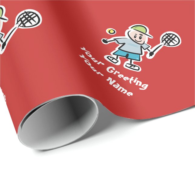 Tennis-Cartoon des Kindes kundenspezifischer Geschenkpapier (Rolleneckpunkt)