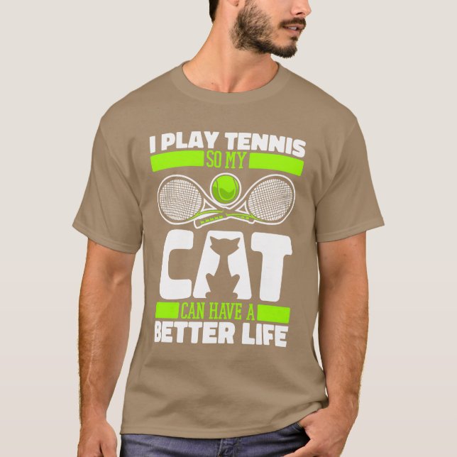 Tennis Cat Freunde T-Shirt (Vorderseite)