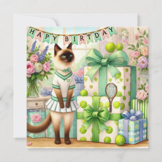 Tennis Cat Player Geburtstagsfeier Einladung