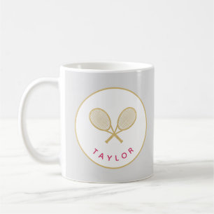Tennis Chic Player Geschenk Rosa und Gold Custom Kaffeetasse