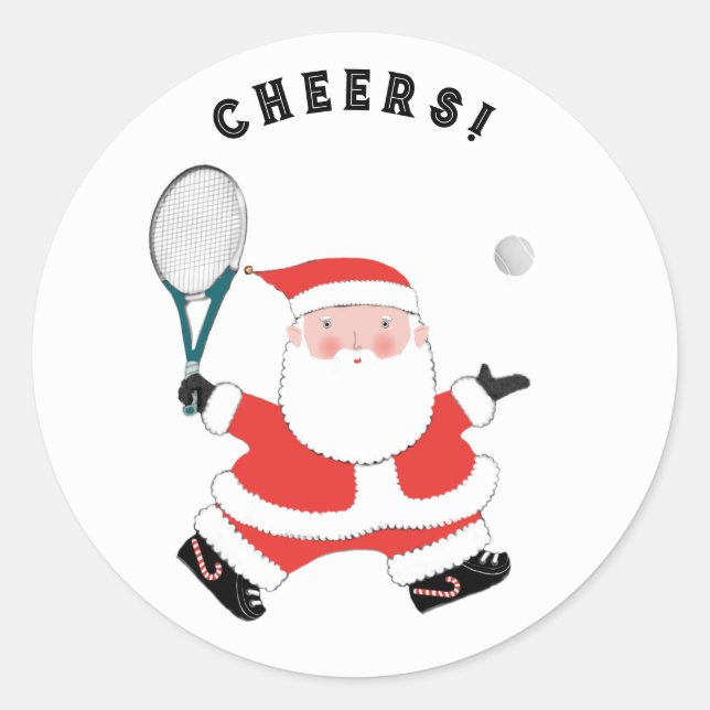 Tennis Christmas Classic Round Sticker (Vorderseite)