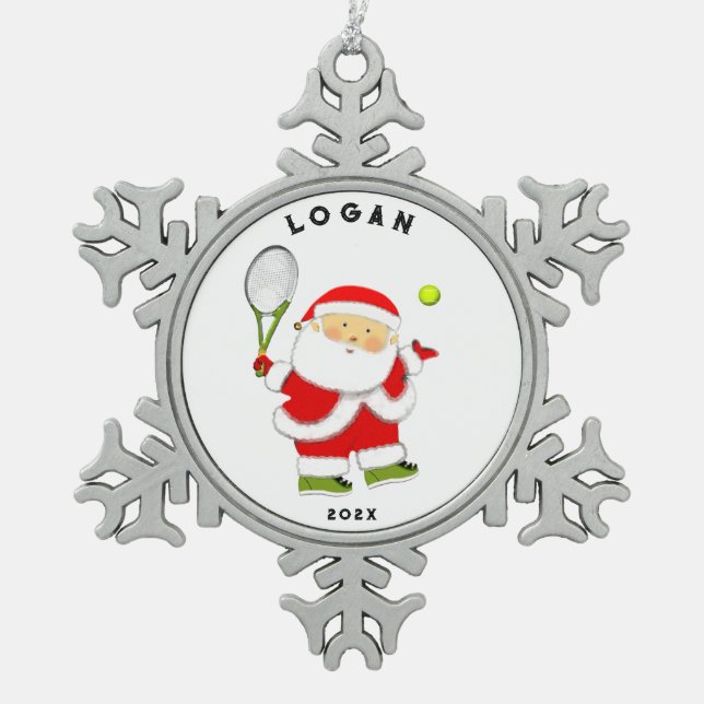 Tennis Christmas Collectible 2023 Schneeflocken Zinn-Ornament (Vorderseite)