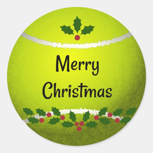 Tennis Christmas Design Runder Aufkleber (Vorderseite)