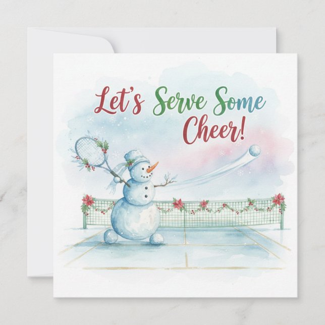Tennis Christmas  Festive Snowman  Feiertagskarte (Vorderseite)
