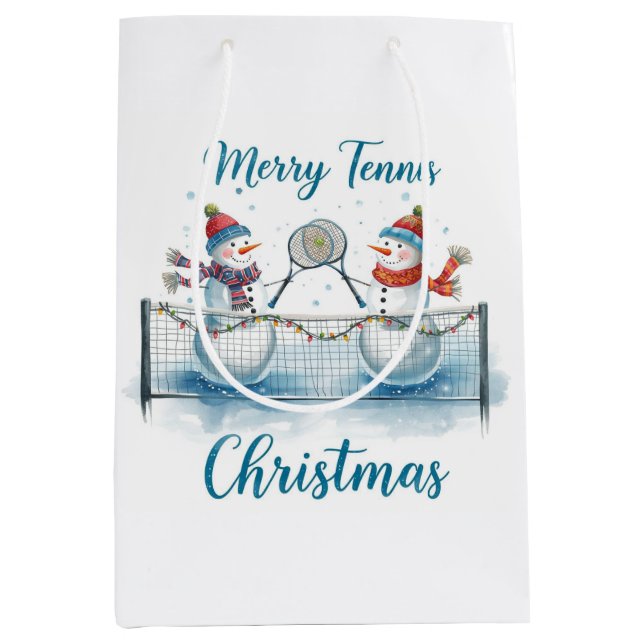 Tennis Christmas  Festive Snowman  Mittlere Geschenktüte (Vorderseite)