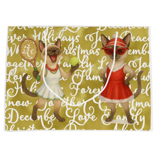 Tennis Christmas Mug Cat Lovers  Große Geschenktüte (Vorderseite)