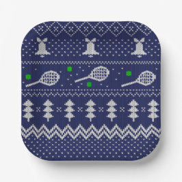 Tennis Christmas Sweater geklatschtes Muster Skand Pappteller