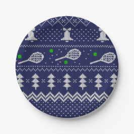 Tennis Christmas Sweater geklatschtes Muster Skand Pappteller