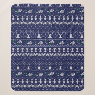 Tennis Christmas Sweater Gezwirntes Muster Blau Sherpadecke