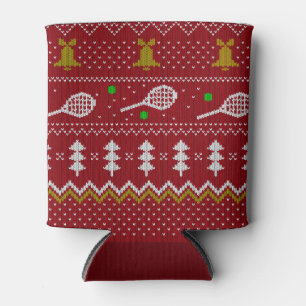 Tennis Christmas Sweater Gezwirntes Muster Red Xma Dosenkühler