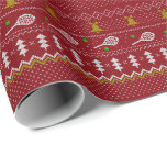 Tennis Christmas Sweater Gezwirntes Muster Red Xma Geschenkpapier<br><div class="desc">Warme und gemütliche Wintertage und Nächte Illustration Design,  mit klassisch gewirktem,  lustig hässlichem Weihnachtspulli mit Tennisschlägern und grünen Tennisbällen,  Steinglocken,  Tannenbäumen und Schneeflocken. Minimalistisches Xmas Sweater Muster festliche Design in hellblau und weiß für Tennisspieler. Tennis Weihnachtsmusterpulli Tennis Xmas Design. Skandi Tennis Weihnachtsgeschenke Weihnachten. Nordisches Tennis-Weihnachtsmuster. Tennis Weihnachtsgeschenke</div>