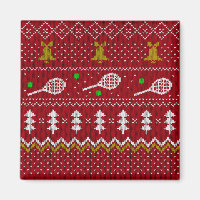 Tennis Christmas Sweater Gezwirntes Muster Red Xma