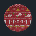Tennis Christmas Sweater Gezwirntes Muster Red Xma Pappteller<br><div class="desc">Warme und gemütliche Wintertage und Nächte Illustration Design,  mit klassisch gewirktem,  lustig hässlichem Weihnachtspulli mit Tennisschlägern und grünen Tennisbällen,  Steinglocken,  Tannenbäumen und Schneeflocken. Minimalistisches Xmas Sweater Muster festliche Design in hellblau und weiß für Tennisspieler. Tennis Weihnachtsmusterpulli Tennis Xmas Design. Skandi Tennis Weihnachtsgeschenke Weihnachten. Nordisches Tennis-Weihnachtsmuster. Tennis Weihnachtsgeschenke</div>