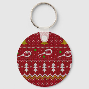 Tennis Christmas Sweater Gezwirntes Muster Red Xma Schlüsselanhänger