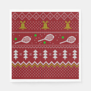 Tennis Christmas Sweater Gezwirntes Muster Red Xma Serviette