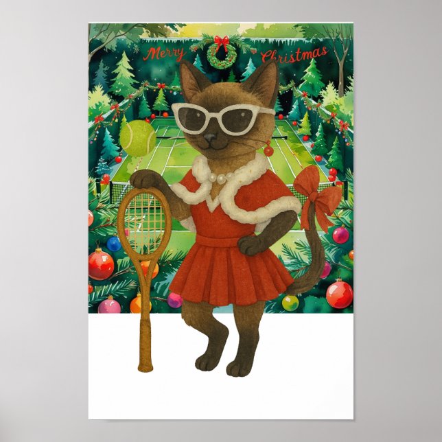 Tennis Christmas Themed dress for cat lovers Poste Poster (Vorne)