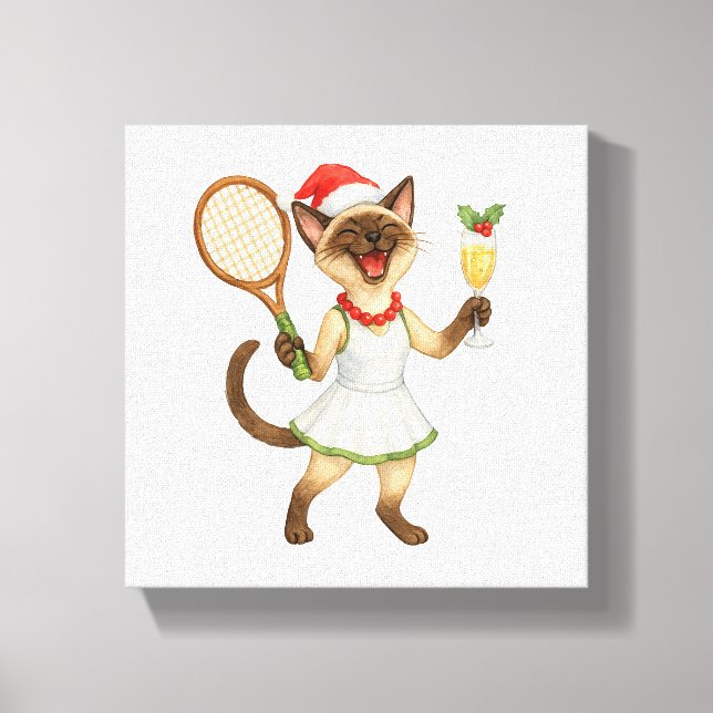 Tennis Christmas themed for Cat Lovers  Leinwanddruck