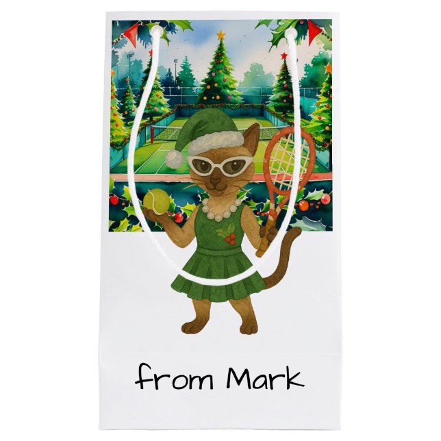 Tennis Christmas Themed for Siamese Cat Lovers Kleine Geschenktüte (Vorderseite)