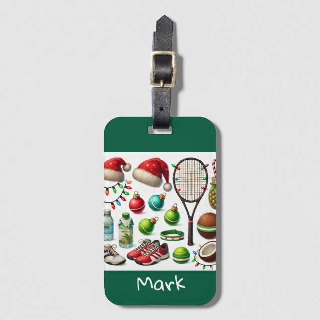 Tennis Christmas Themed Gepäckanhänger (Vorderseite Vertikal)