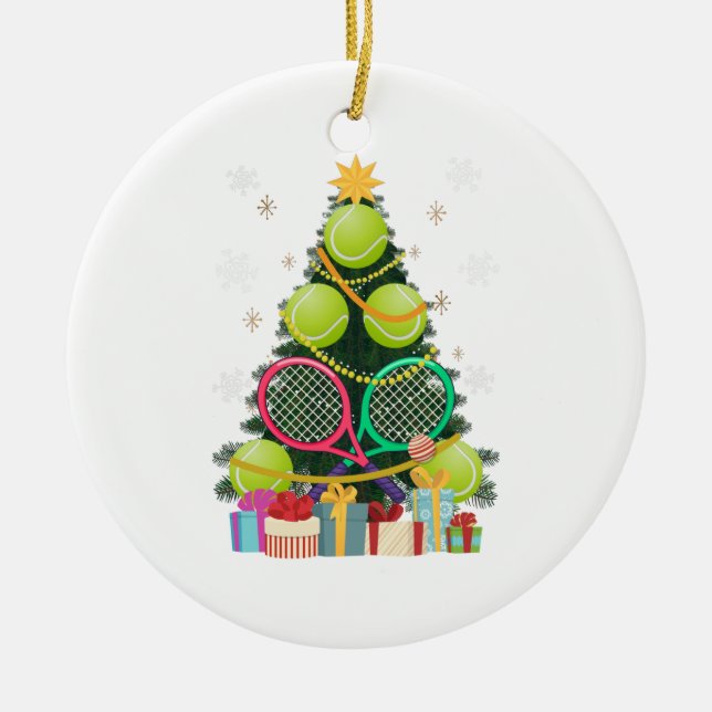 Tennis Christmas Tree Tennis Player Tennis Coach Keramik Ornament (Vorne)