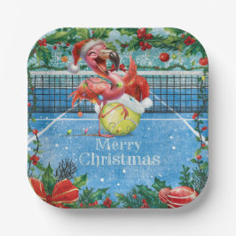 Tennis Christmas with Flamingo themed  Pappteller