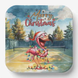 Tennis Christmas with Flamingo themed  Pappteller