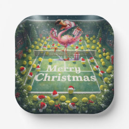 Tennis Christmas with Flamingo themed  Pappteller
