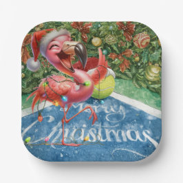 Tennis Christmas with Flamingo themed  Pappteller