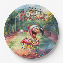 Tennis Christmas with Flamingo themed  Pappteller