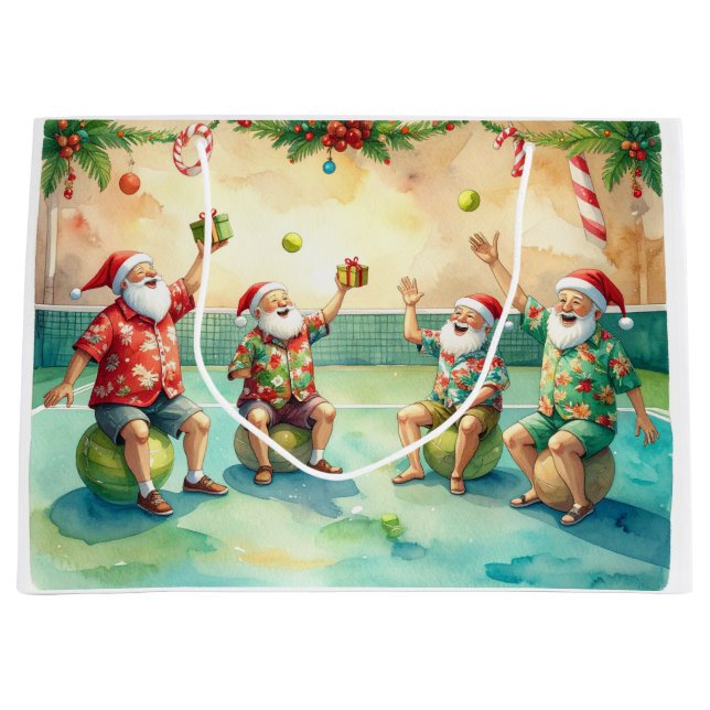 Tennis Christmas with Santa Claus  Große Geschenktüte (Vorderseite)