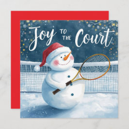 Tennis Christmas With Snowman  Festive Holiday  Feiertagskarte