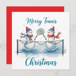 Tennis Christmas With Snowman  Festive Holiday  Feiertagskarte