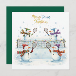 Tennis Christmas With Snowman  Festive Holiday  Feiertagskarte