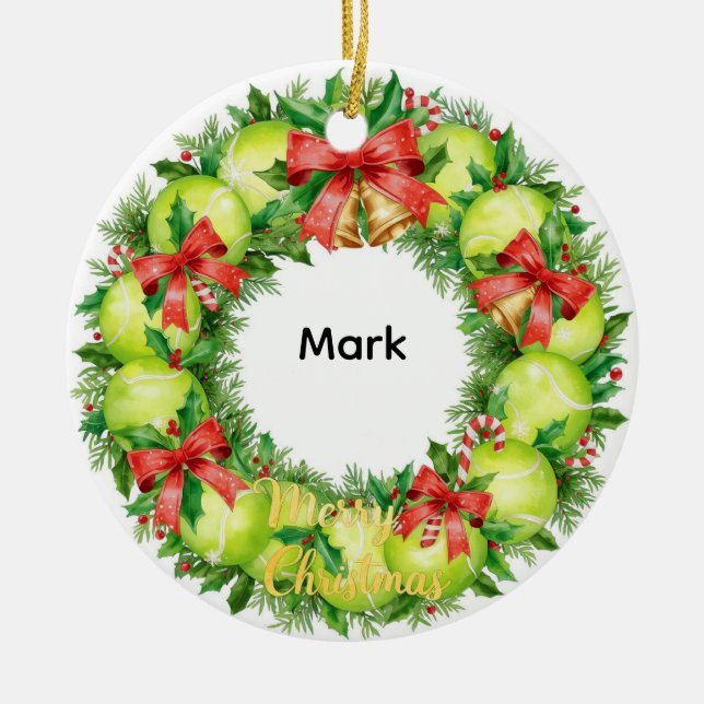 Tennis Christmas with tennis ball  Keramik Ornament (Vorne)