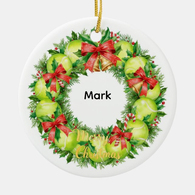 Tennis Christmas with tennis ball  Keramik Ornament (Vorne)