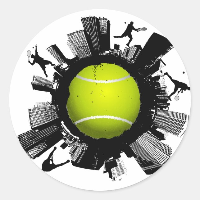 Tennis City Runder Aufkleber (Vorderseite)