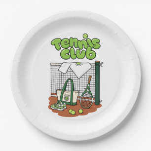 Tennis Club Classic Sports Grafik – Grünes Tennis Pappteller