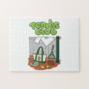 Tennis Club Classic Sports Grafik – Grünes Tennis Puzzle
