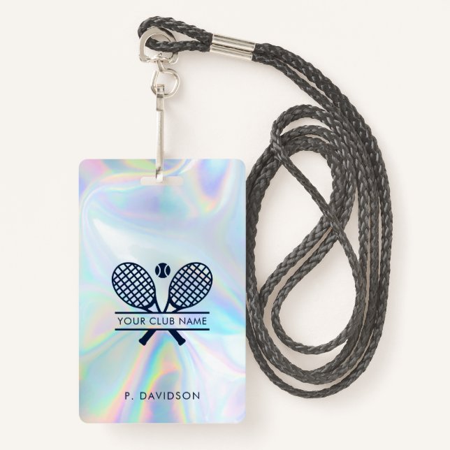 Tennis Club Holographic All Access Pass Custom Ausweis (Vorderseite mit Schlüsselband)
