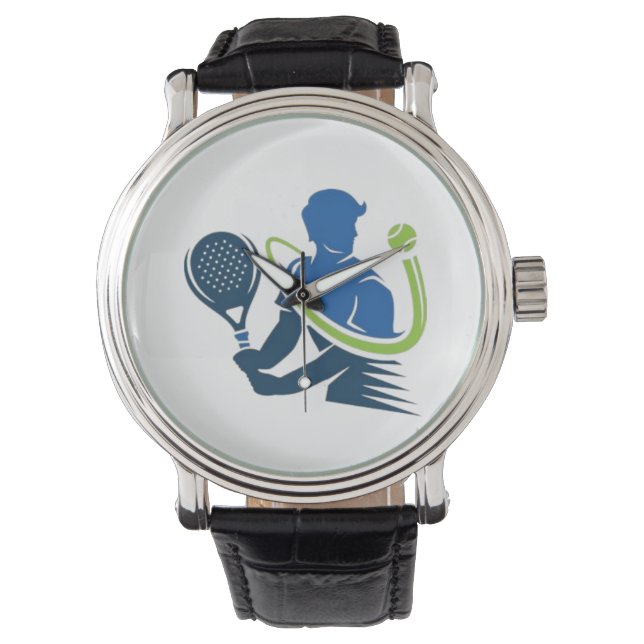 Tennis-Club-Logo - Dynamische Aktion, Sportstil Armbanduhr (Vorderseite)