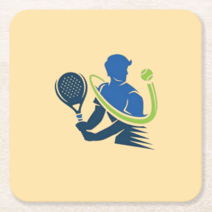 Tennis-Club-Logo - Dynamische Aktion, Sportstil Rechteckiger Pappuntersetzer