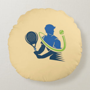 Tennis-Club-Logo - Dynamische Aktion, Sportstil Rundes Kissen
