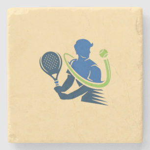 Tennis-Club-Logo - Dynamische Aktion, Sportstil Steinuntersetzer