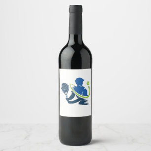 Tennis-Club-Logo - Dynamische Aktion, Sportstil Weinetikett