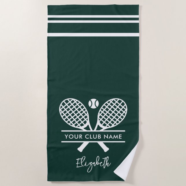 Tennis Club Name Team Swag Green Custom Strandtuch (Vorderseite)